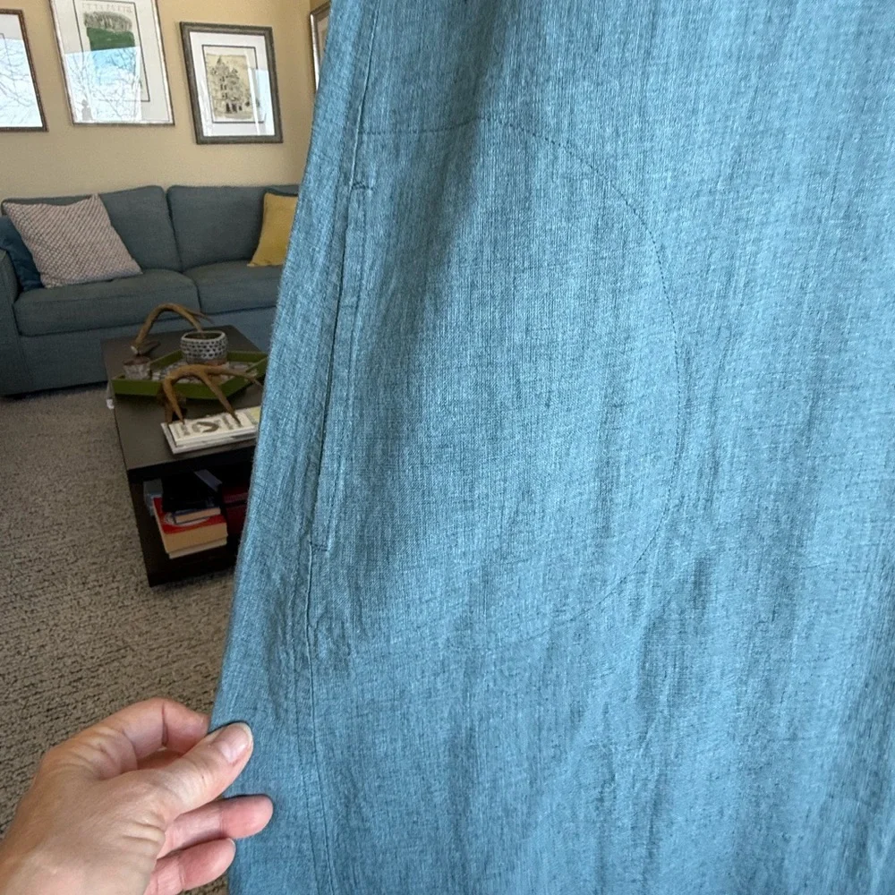 J Jill linen peacock colored maxi dress with pleated finish front & back. Size m - Picture 2 of 8